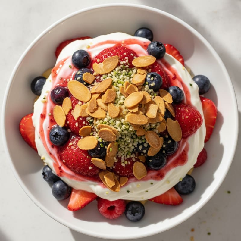 Vanilla Protein Greek Yogurt Parfait with Berries