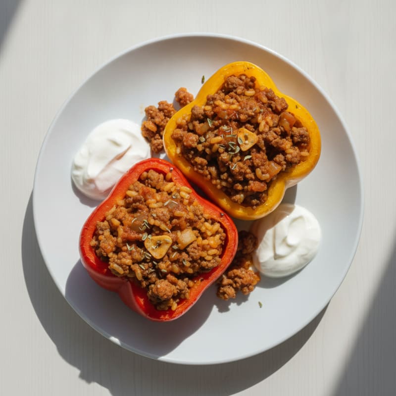 Beef and Rice Stuffed Bell Peppers
