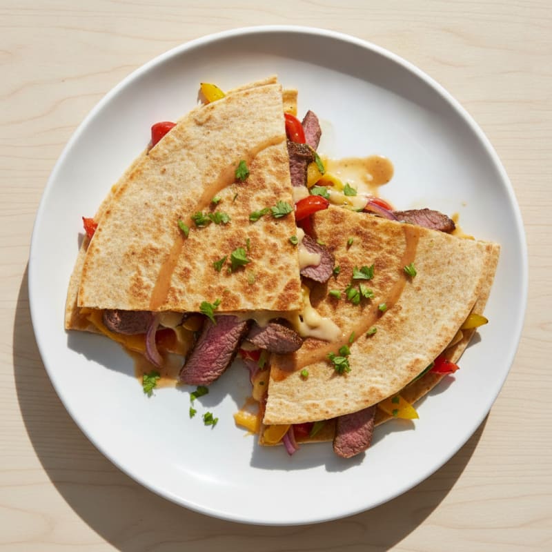 Pan-Seared Steak Quesadillas with Peppers