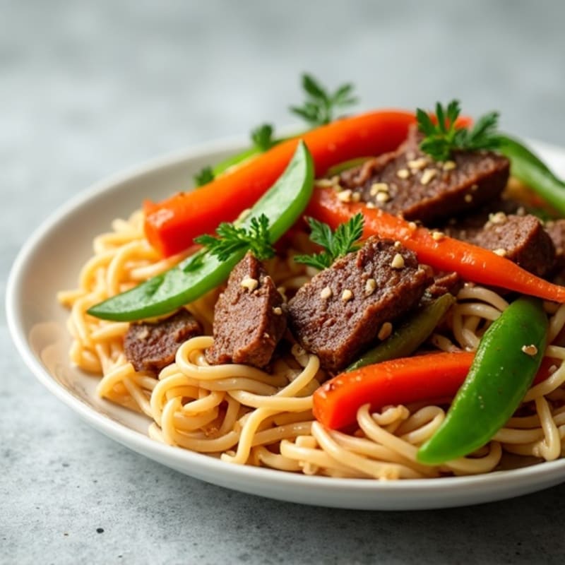 Tender Beef Noodle Stir Fry with Fresh Vegetables