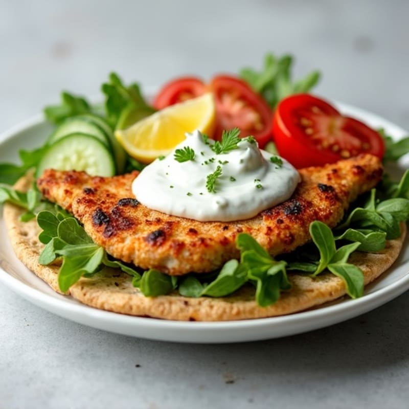 Pan-Seared Chicken Pita with Creamy Tzatziki and Crisp Vegetables