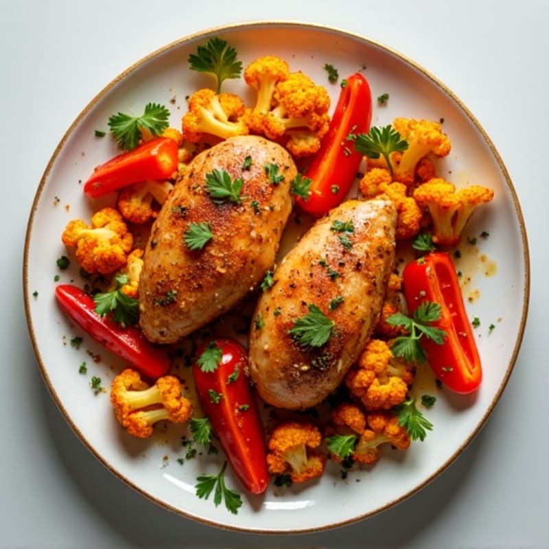 Sheet Pan Paprika Chicken and Crispy Cauliflower