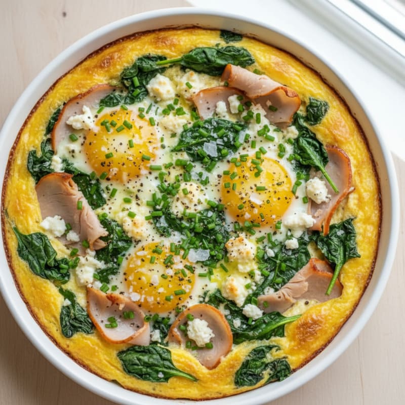 Creamy Baked Eggs with Spinach and Feta