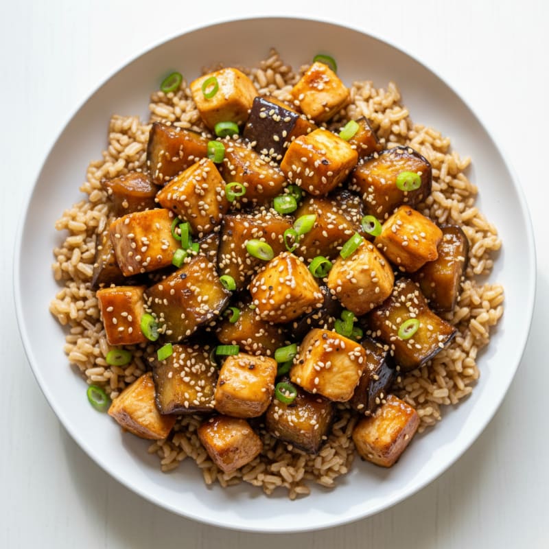 Sticky Soy-Glazed Aubergine with Sesame