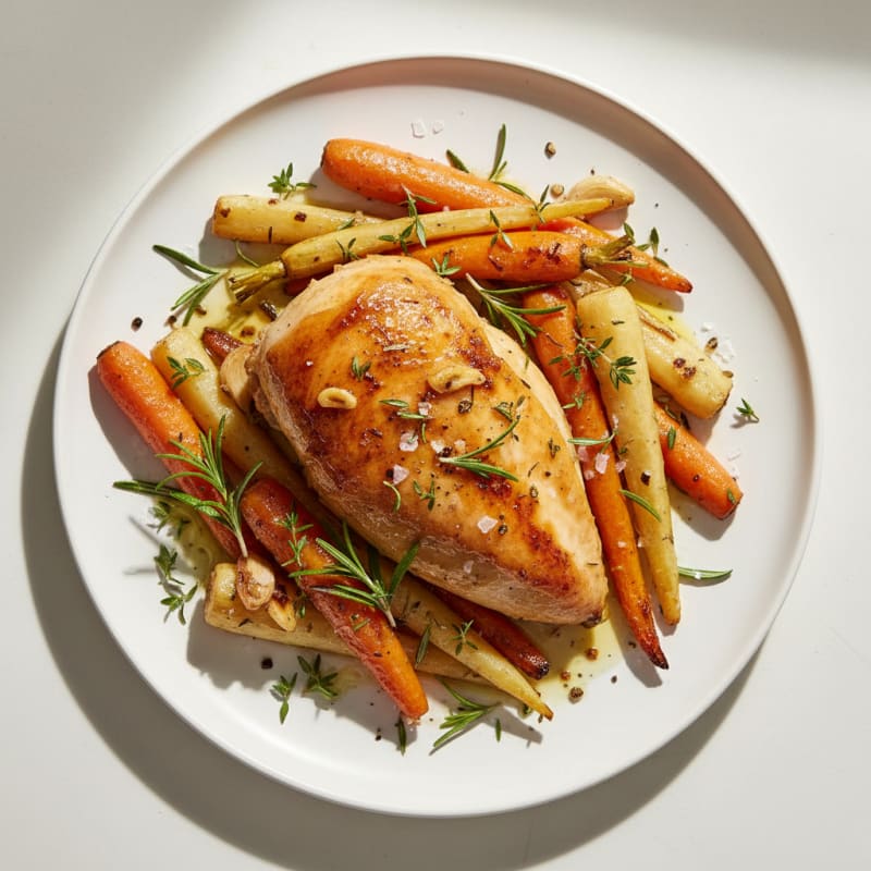 Garlic Herb Roasted Chicken with Root Vegetables