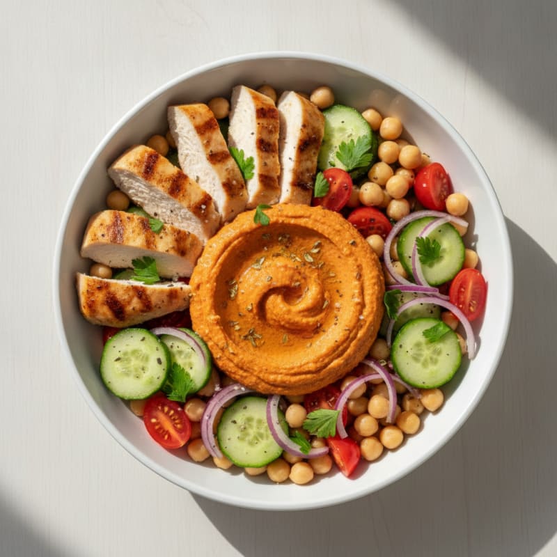 Roasted Red Pepper Hummus Bowl
