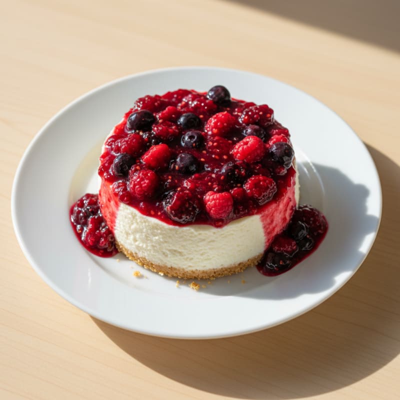Greek Yogurt Protein Cheesecake with Mixed Berries