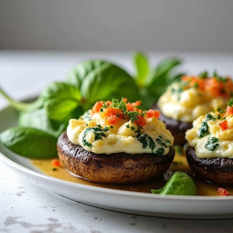 Creamy Spinach and Artichoke Stuffed Portobello Mushrooms