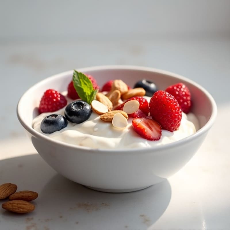 Creamy Greek Yogurt with Fresh Berries and Crunchy Almonds