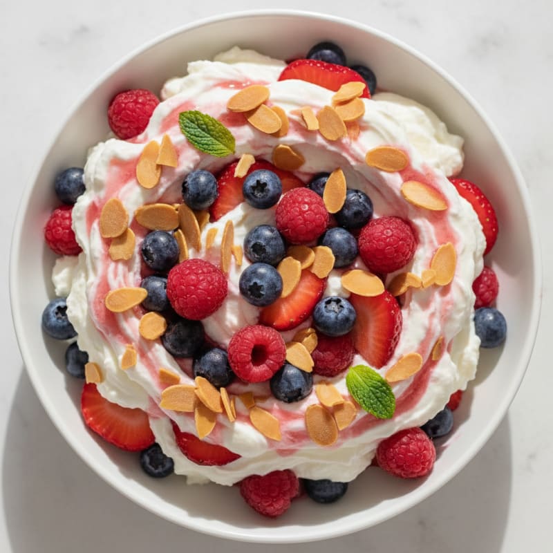 Greek Yogurt Protein Parfait with Mixed Berries and Almonds