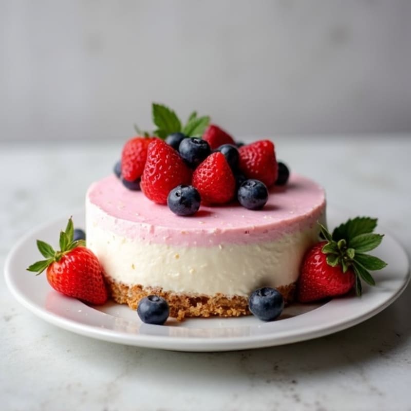 Greek Yogurt Protein Cheesecake with Mixed Berries