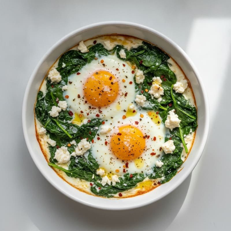 Baked Eggs with Spinach and Feta