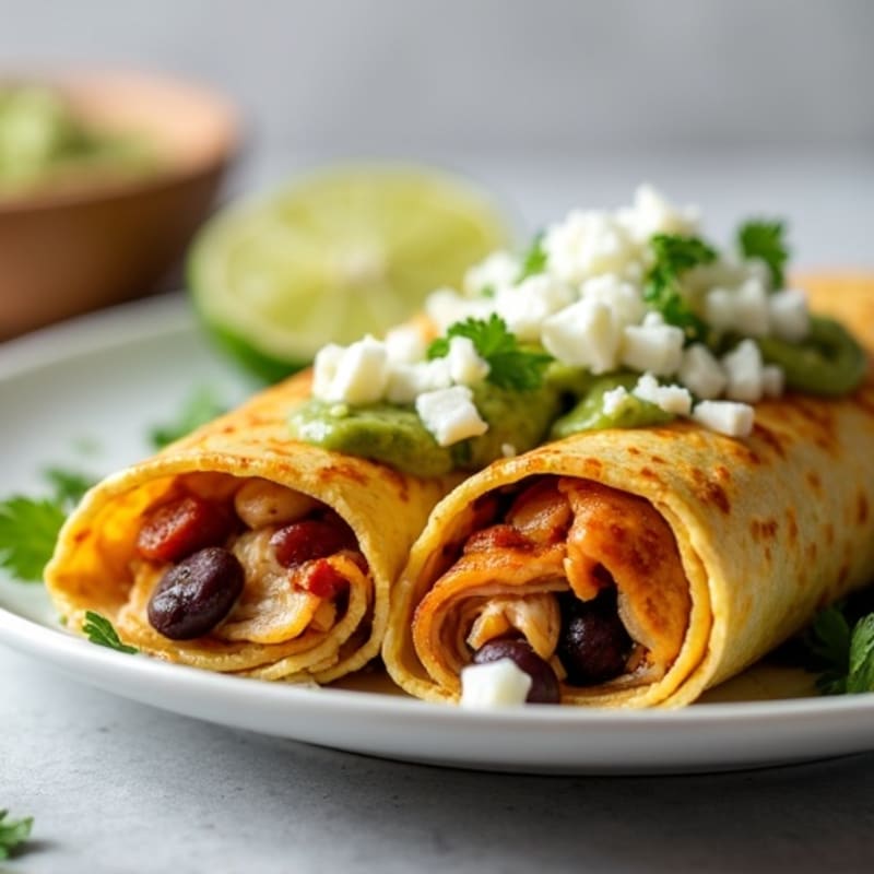 Salsa Verde Chicken Enchiladas with Black Beans