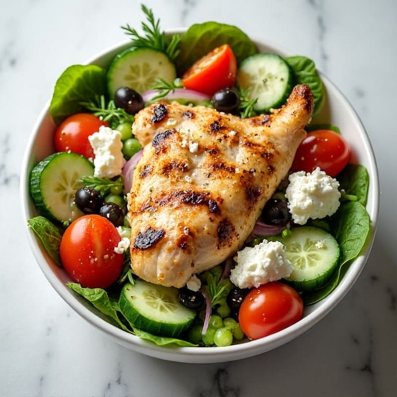 Fresh Greek-Style Chicken Bowl with Lemon Herb Dressing