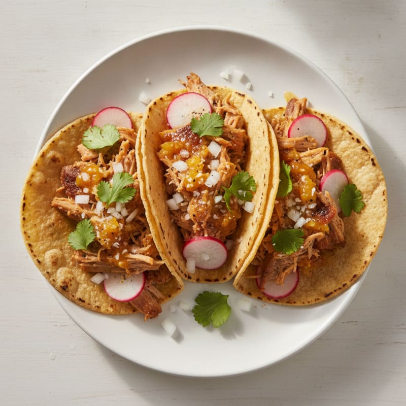Slow-Cooked Pork Carnitas Street Tacos