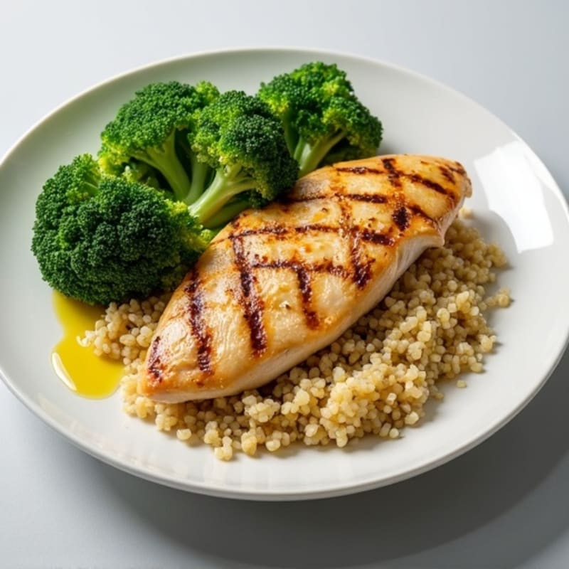 Grilled Chicken Breast with Quinoa and Steamed Broccoli