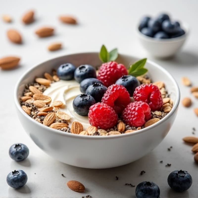 Cottage Cheese and Berry Protein Bowl with Almonds