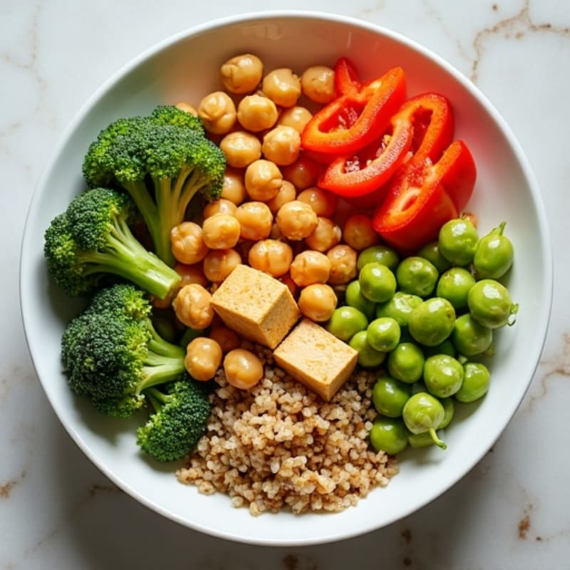 Roasted Chickpea and Veggie Bowl with Lemon-Tahini Dressing