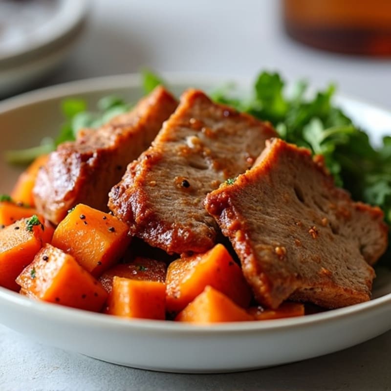 Tender Slow Cooker Pork Shoulder with Roasted Sweet Potatoes