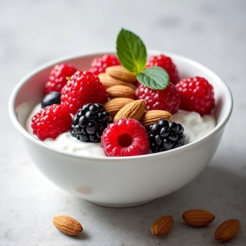 Greek Yogurt Protein Bowl with Mixed Berries and Almonds