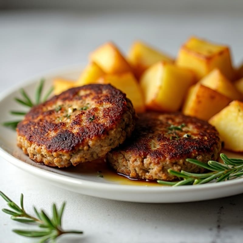 Lean Beef Patties with Crispy Garlic Herb Oven-Baked Potatoes