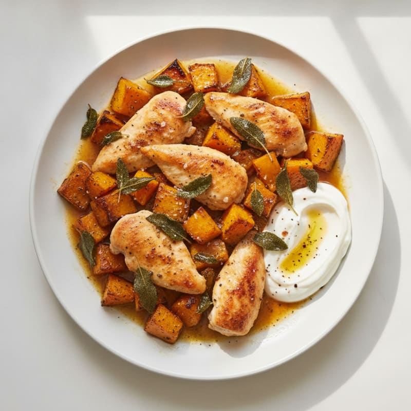 Roasted Pumpkin and Chicken with Sage Brown Butter