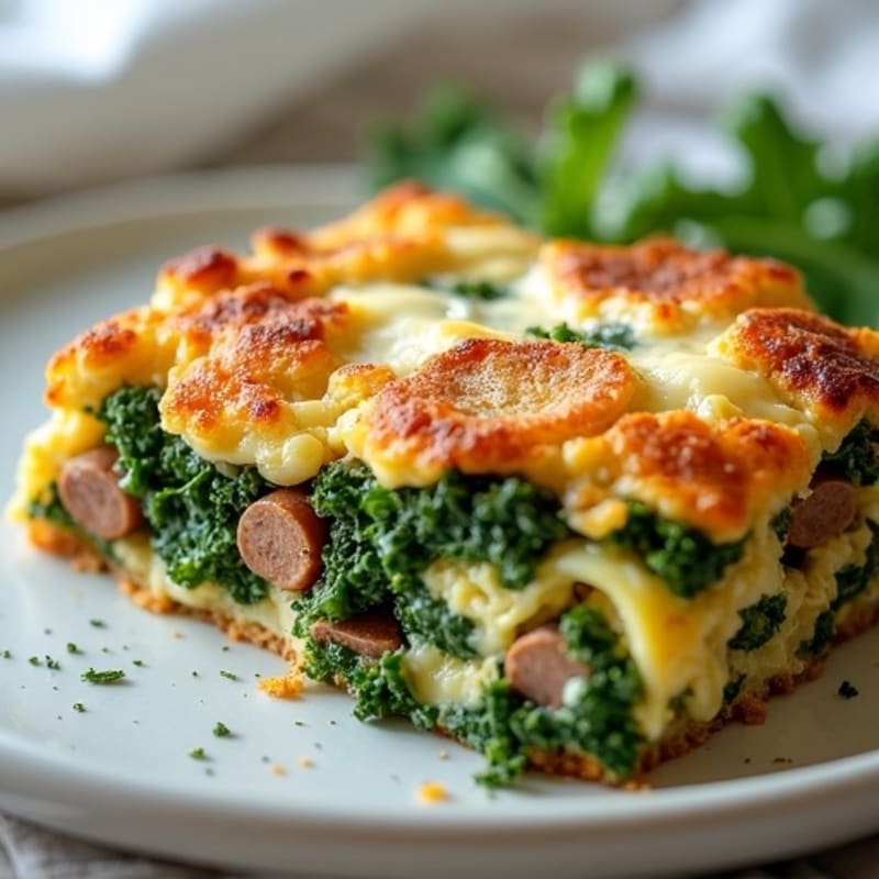 Healthy Sausage and Kale Baked Strata