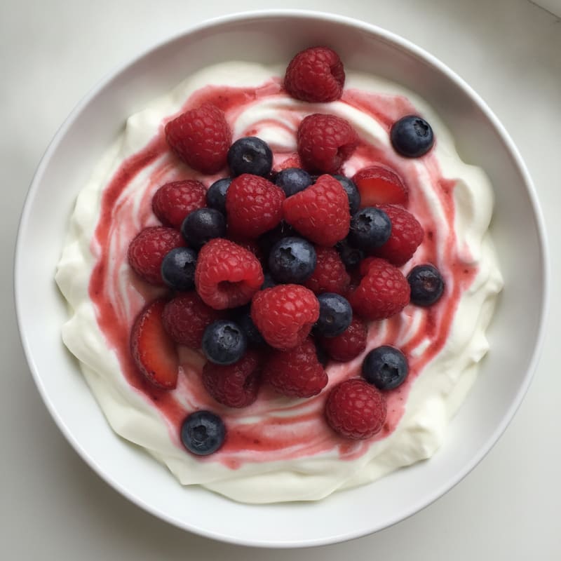 Creamy Greek Yogurt with Mixed Berries and Protein Powder