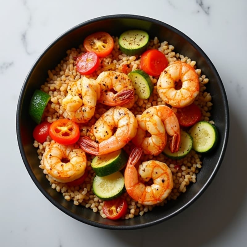 Spicy Chicken and Shrimp Brown Rice Skillet with Hearty Vegetables