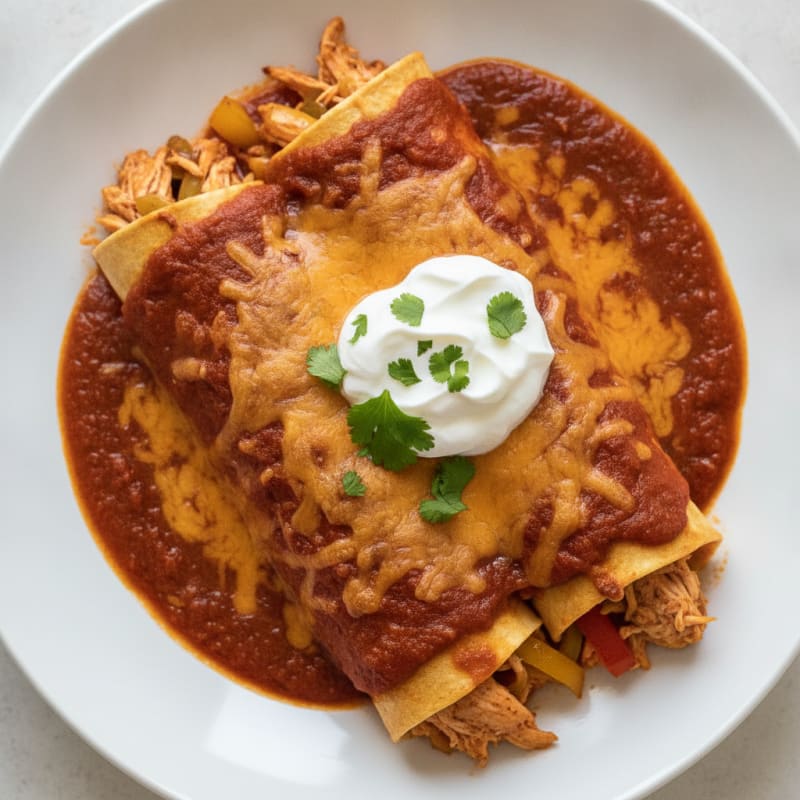 Chicken Enchiladas with Red Chili Sauce