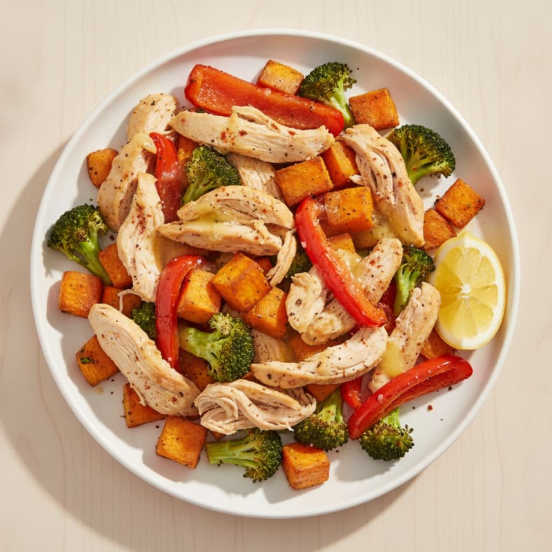 Shredded Chicken with Roasted Vegetables