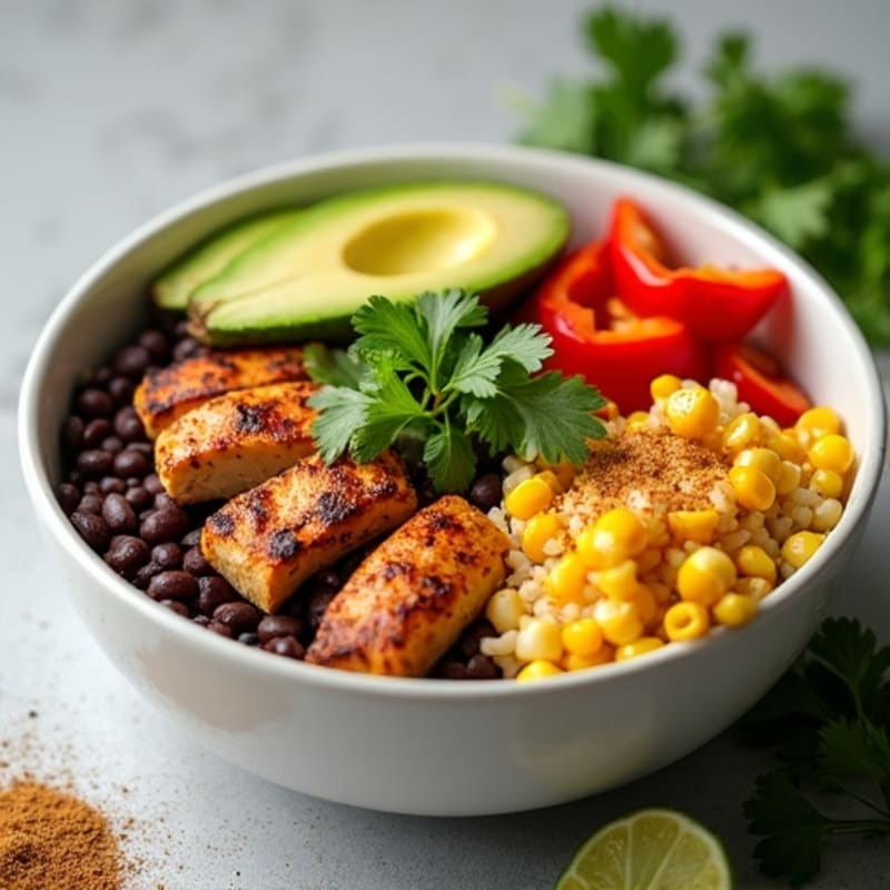 Spicy Black Bean Burrito Bowl with Cilantro Lime Rice