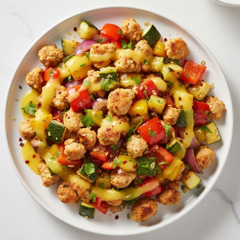 Zesty Ground Chicken and Roasted Vegetables