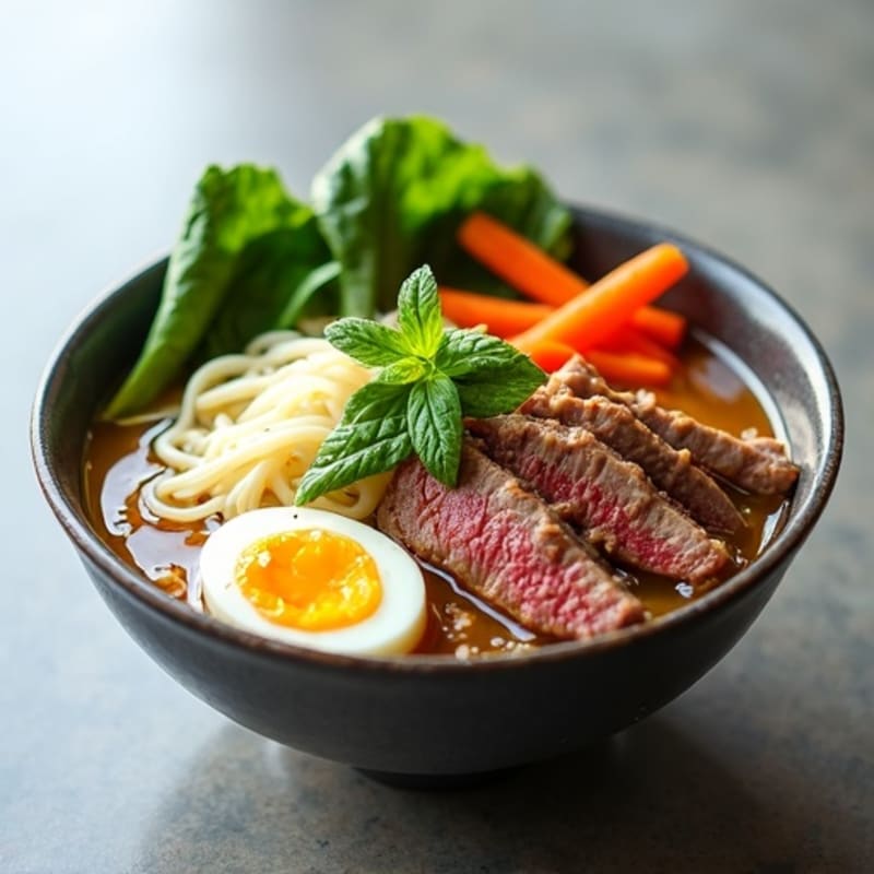 Savory Beef and Rice Noodle Soup with Fresh Herbs