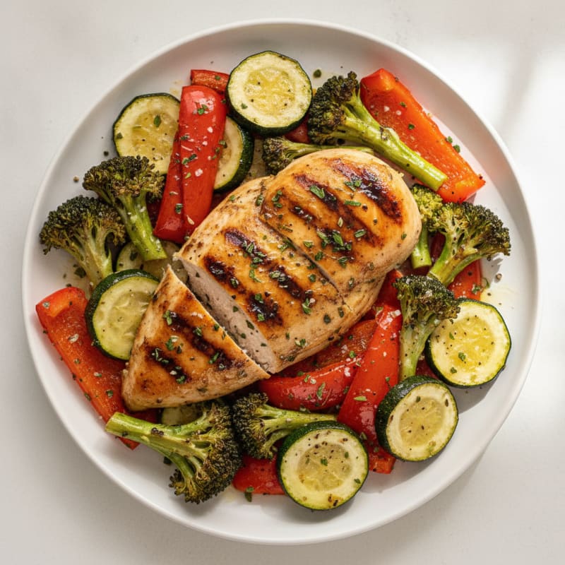Herb-Marinated Chicken Breast with Roasted Vegetables