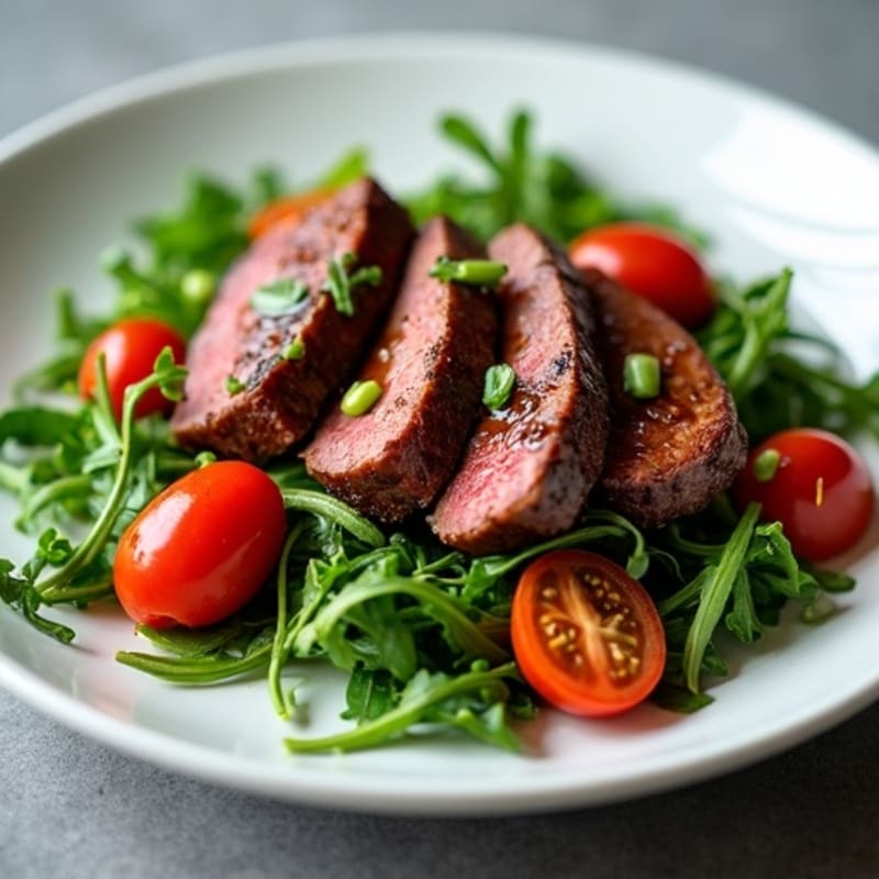 Pan-Seared Steak and Arugula Salad with Balsamic Glaze