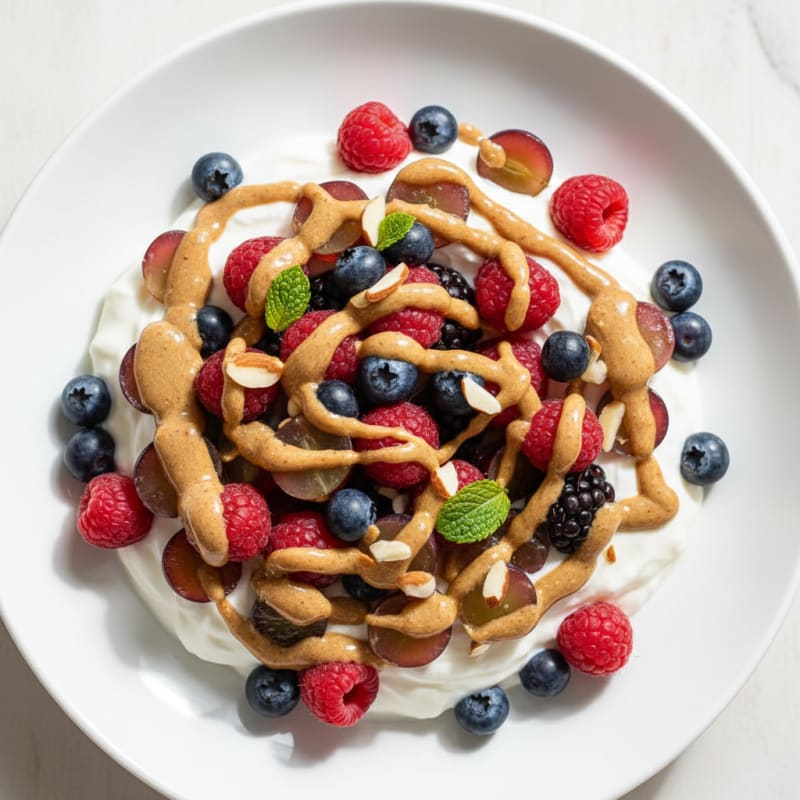 Greek Yogurt Parfait with Mixed Berries and Almond Butter