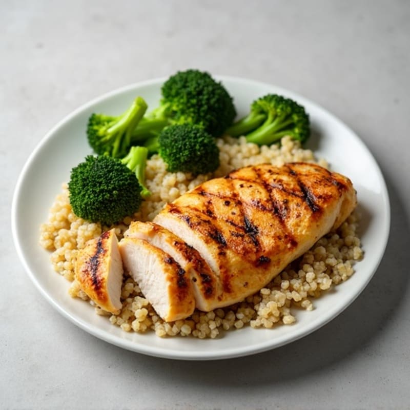 Grilled Chicken Breast with Quinoa and Steamed Broccoli