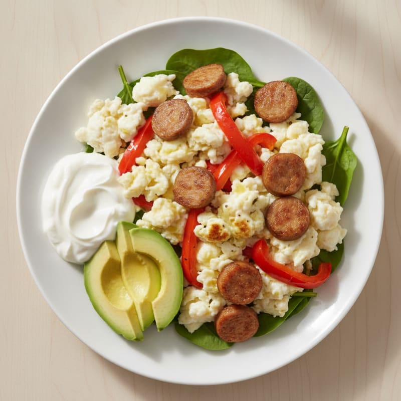 Egg White Scramble with Turkey Sausage and Greek Yogurt