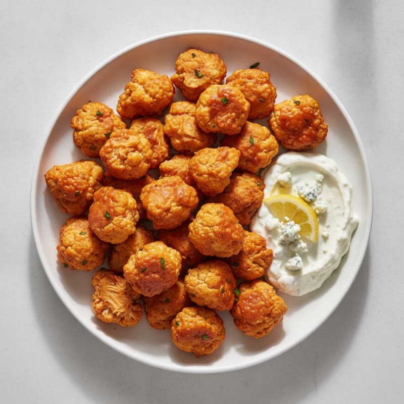 Buffalo Cauliflower and Chicken Bites