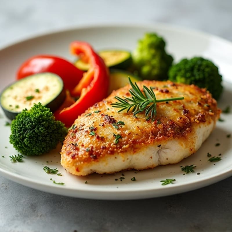 Herb-Crusted Pan Seared Chicken with Roasted Vegetables