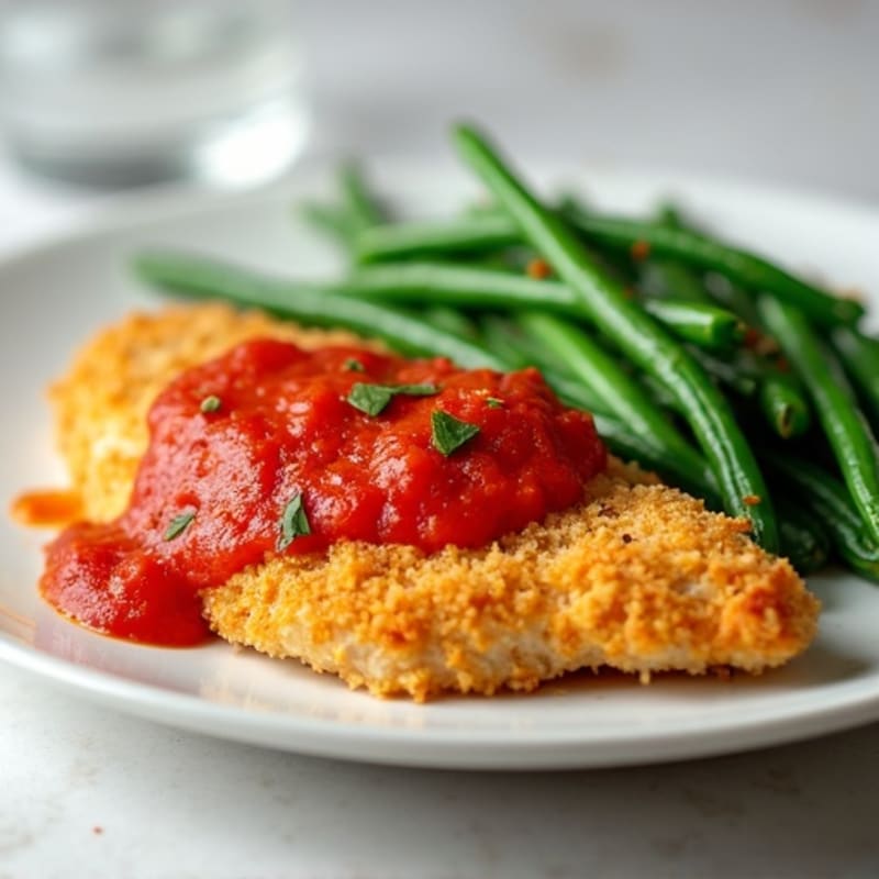 Crispy Baked Chicken Parmesan with Roasted Green Beans