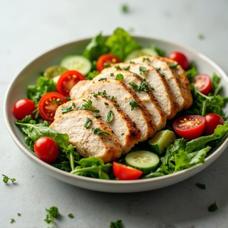 Roasted Chicken and Fresh Greens Salad with Creamy Herb Dressing