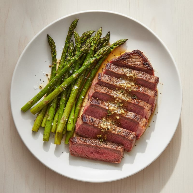 Pan-Seared Steak with Roasted Asparagus