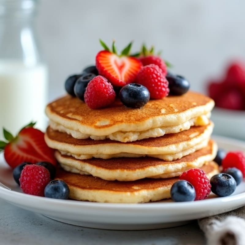 Fluffy Protein Pancakes with Fresh Berries