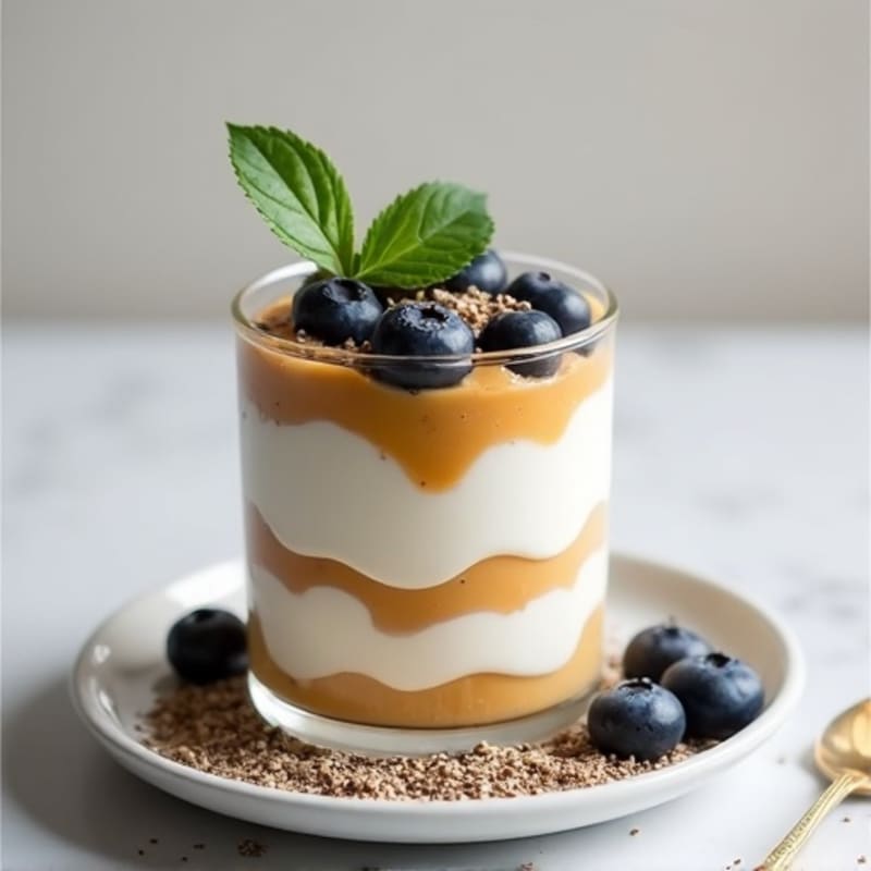 Vanilla Greek Yogurt Parfait with Almond Butter and Chia Seeds
