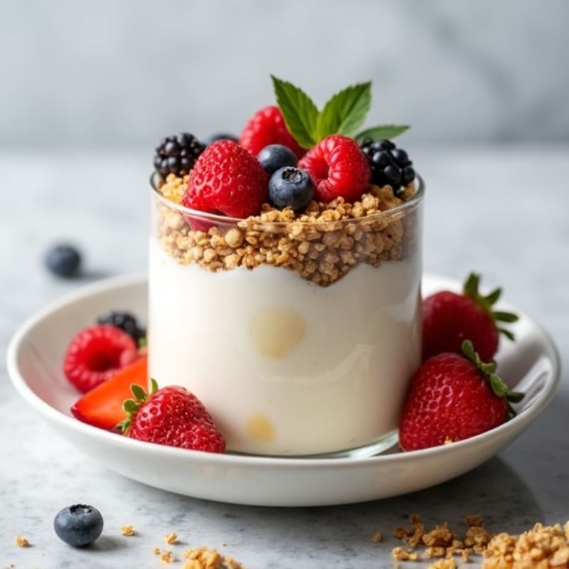 Silky Greek Yogurt Protein Parfait with Whey and Berries