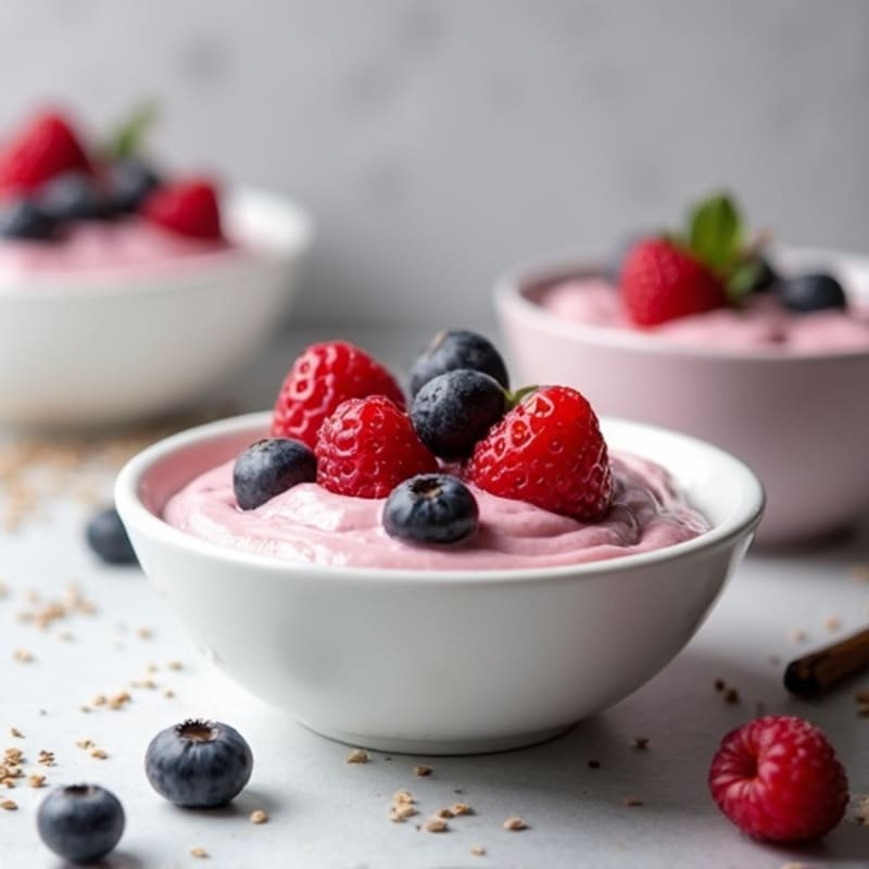 Silky Greek Yogurt Protein Pudding with Mixed Berries