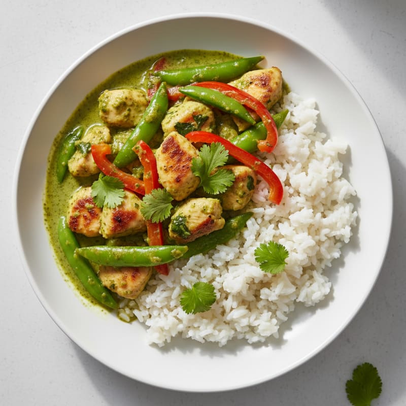 Green Curry Chicken with Coconut Rice