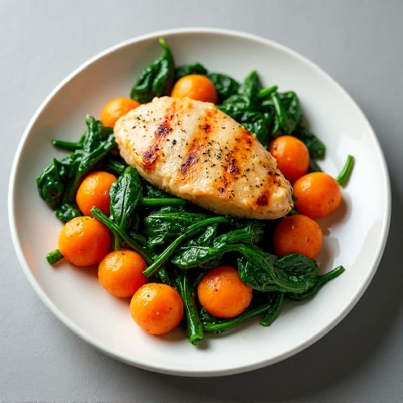 Sweet Potato Gnocchi with Roasted Chicken and Sautéed Spinach